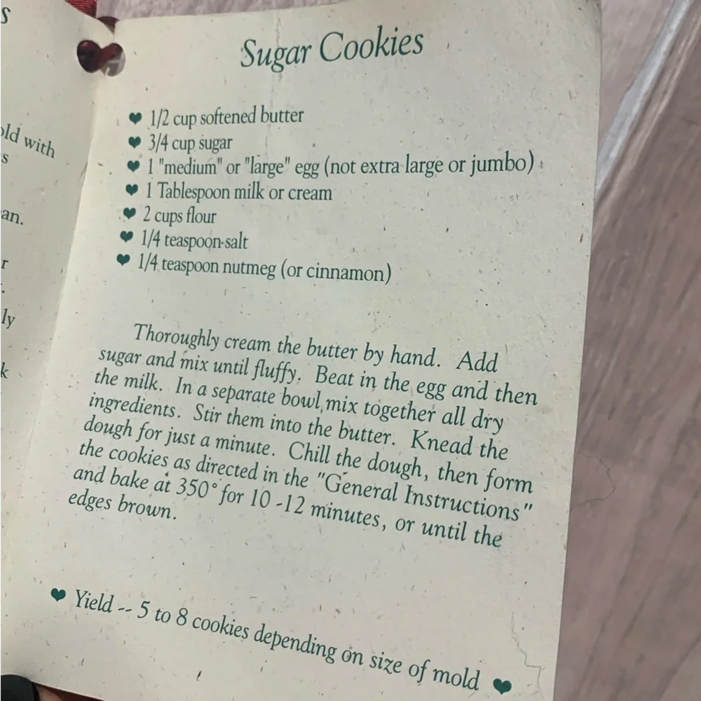 Brown Bag Cookie Art Stamp Mold Stoneware Cat With Flowers1983 Recipe Card
